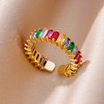 thumbnail image 1 of Anillos de circón cúbico chapados en oro para mujer, acero inoxidable abierto, anillo de dedo de cristal de lujo verde, joyería Bohemia, regalo de fiesta de boda, 1 of 4