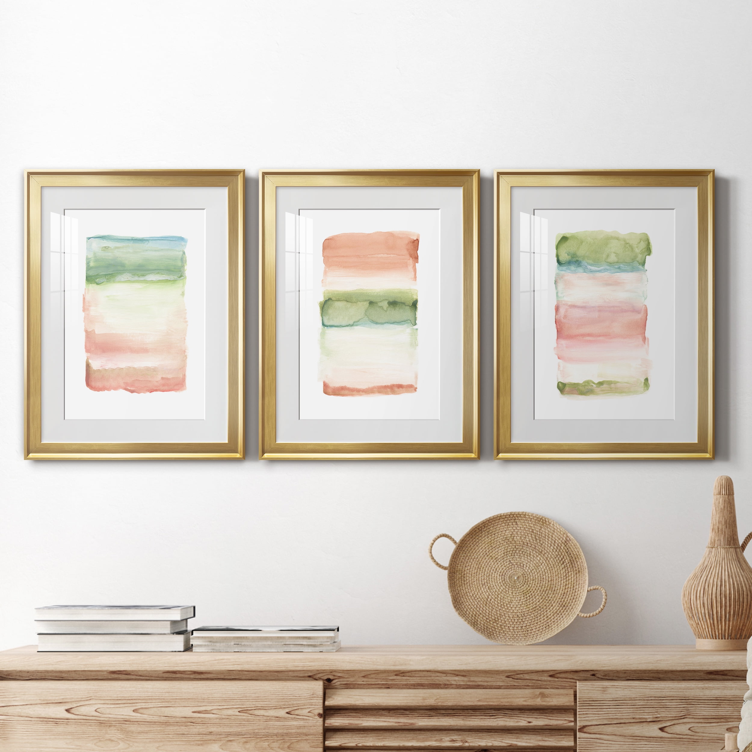 Skye I Premium Framed Prints Set of 3 - Ready to Hang - 18 x 24 Each - Gold Frame