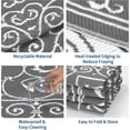 thumbnail image 6 of TacleeKii Outdoor Patio Rug 9' x 12' Reversible Camping Mat, Stain-Resistant Plastic Straw Rug, for Porch, Deck, Balcony, Beach, Garden, Gray, 6 of 7