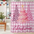 thumbnail image 6 of Shower Curtain 48"W x 72"L Merry Christmas Pink Christmas Trees Pink Plaid Fabric Shower Curtains Set with Hooks Water Repellent Bathroom Curtains Machine Washable Bathroom Accessories, 6 of 9