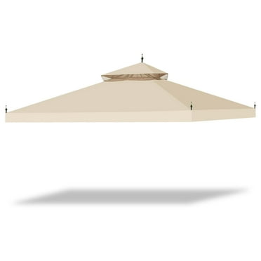 10x10Ft PU Water Resistant Canopy Top Replacement Fit for Brand_Model Walmart/MS17-31-4-2 Arrow Gazebo Dual Tier Outdoor Patio Canopy Cover Party Backyard Garden Beige