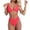 C837/Watermelon Red, variant on XIYON Womens Bikini Sets Solid Color V Neck Knot Front Push Up High Leg Thong Two Piece Swimsuit Vintage Beachwear