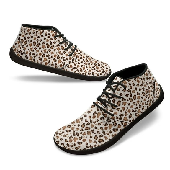 Psesaysky Low-top Barefoot Sneakers for Women Brown Leopard Casual Tennis Shoes Lightweight and Comfortable Sneakers for Everyday Wear