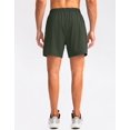 thumbnail image 3 of Pantalones cortos para correr Pudolla para hombre, entrenamiento atlético, color verde militar, 3 of 7