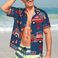 thumbnail image 7 of Kll Men'S Hawaiian Shirt Short Sleeve Button Down Beach Shirts-Fire Truck 1, 7 of 7