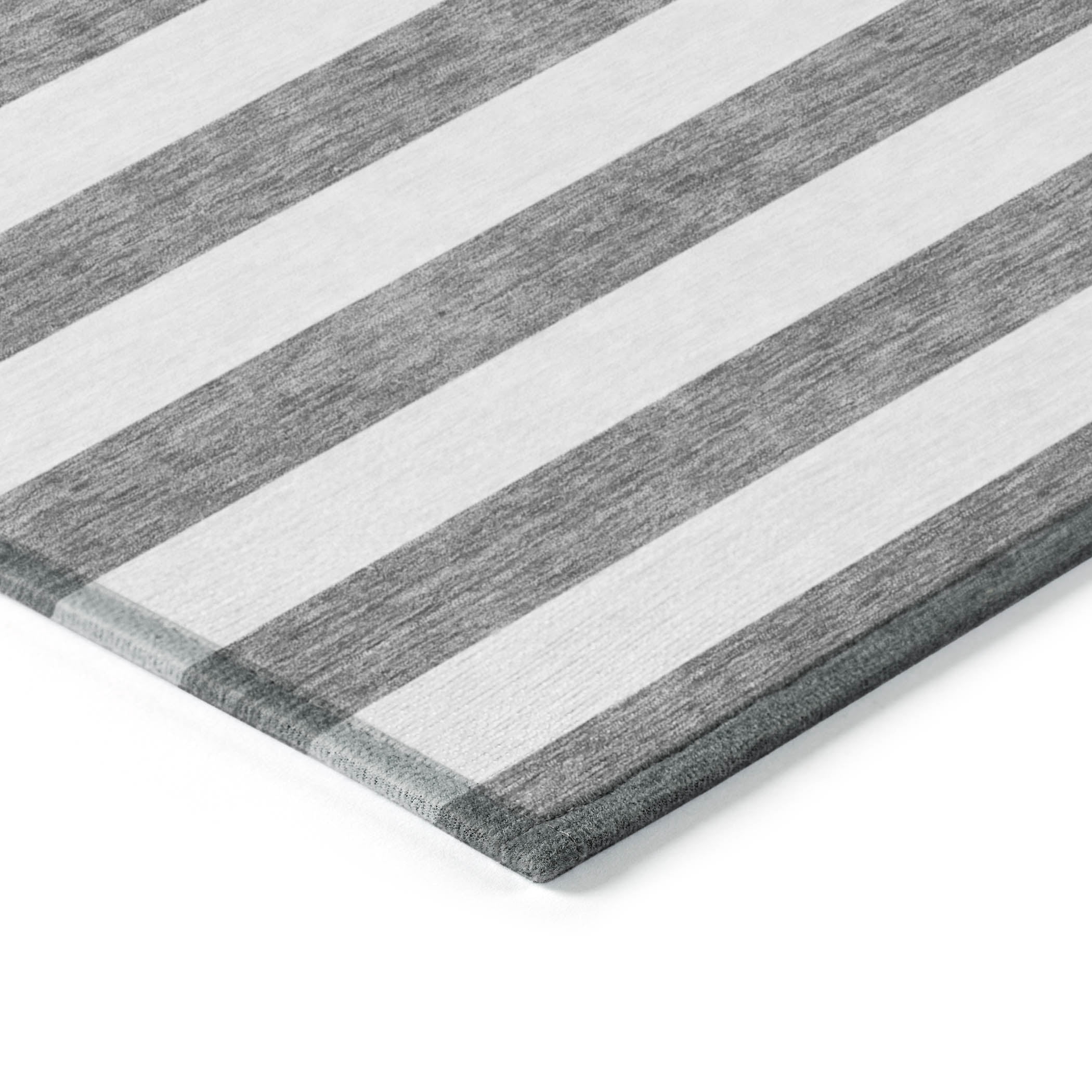 Addison Rugs Chantille Indoor/Outdoor Transitional Stripes Charcoal Washable Rectangle Rug, 3' x 5'
