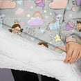 thumbnail image 3 of Oversized Wearable Blanket Hoodie,Pastel Princess Unicorn Pattern Sherpa Blanket Hoodie with Super Pockets,Super Warm Fuzzy Pullover for Women & Men, 3 of 6