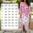 thumbnail image 6 of COEQINE Wrap Dress for Women 3/4 Sleeve Midi Length Church Dress Loose Fit Tunic Style, Linen-Like Polyester, V-Neck Design Loungewear, Size 2XL, Pink Cherry Blossom, 6 of 6