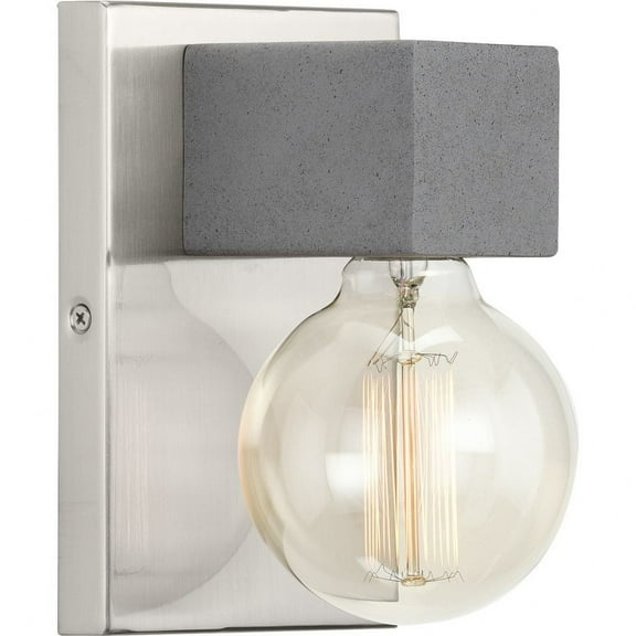 Progress Lighting Mill Beam 1-Light Industrial Wall Light, Brushed Nickel, Faux Concrete Shade