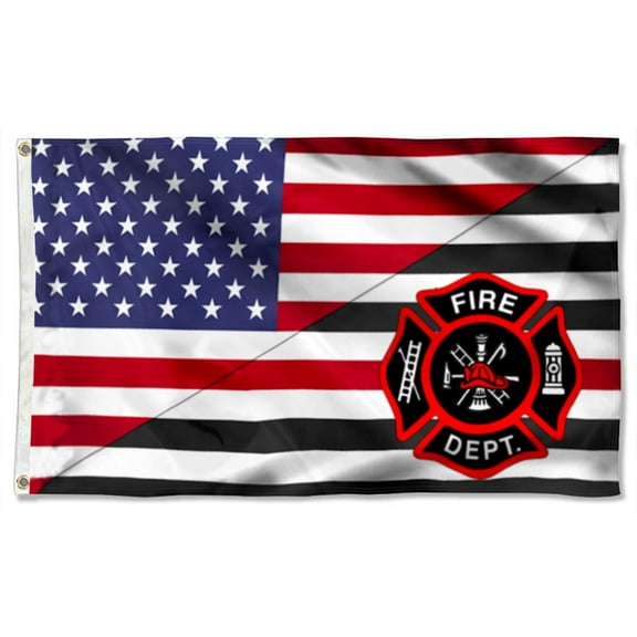 Cayyon  Firefighter Flag Firefighter American Grommet Flag 3x5Feet Banner with 2 Brass Grommets