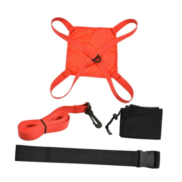 Cinturón de resistencia de natación de paracaídas de natación, tren de natación poliéster mujeres equipos de entrenamiento de velocidad práctica, Rojo 20 cm