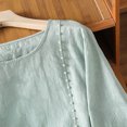 thumbnail image 6 of Zysthvn Women Shirts Casual Plus Size 3/4 Sleeve Embroidered Cotton Blend Women Tshirt Solid Crew Neck Breathable, 6 of 9
