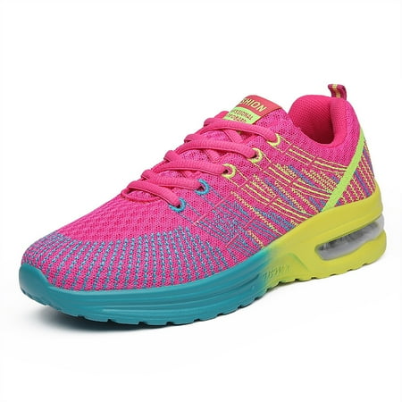

2022 New Air Cushion Design Colorblock Running Shoes Women s Lace-up Sneakers