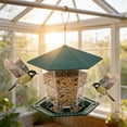 thumbnail image 2 of Mesh Tube Bird Feeders,Wild Bird Feeder for Sunflower s or Mealworm,Large Tray Weatherproof Roof for Outdoors Hanging Plastic, 2 of 4