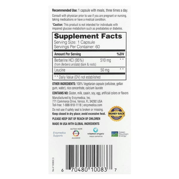 Enzymedica Berberine Targeted-Delivery 120 Capsules