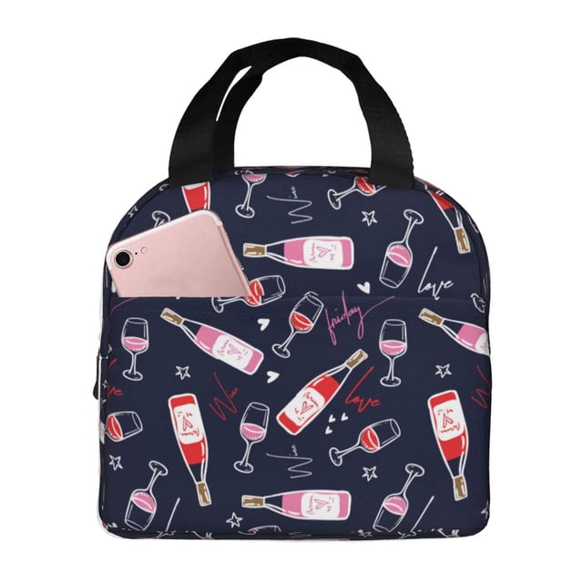 Easygdp Love Wine Bolsa Térmica Premium - Tela Oxford Impermeable, Gran Capacidad, Bolsillo Frontal, Unisex para Trabajo, Escuela, Actividades al Aire Libre y Picnics
