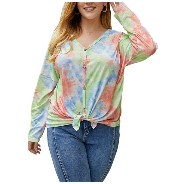 women's plus size tie dye tops