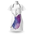 thumbnail image 3 of Ballet Apron, Doodle Style Ballerina Hand Drawn Vibrant Watercolor Girls, Unisex Kitchen Bib with Adjustable Neck for Cooking Gardening, Adult Size, Lavender Blue Purple, by Ambesonne, 3 of 4