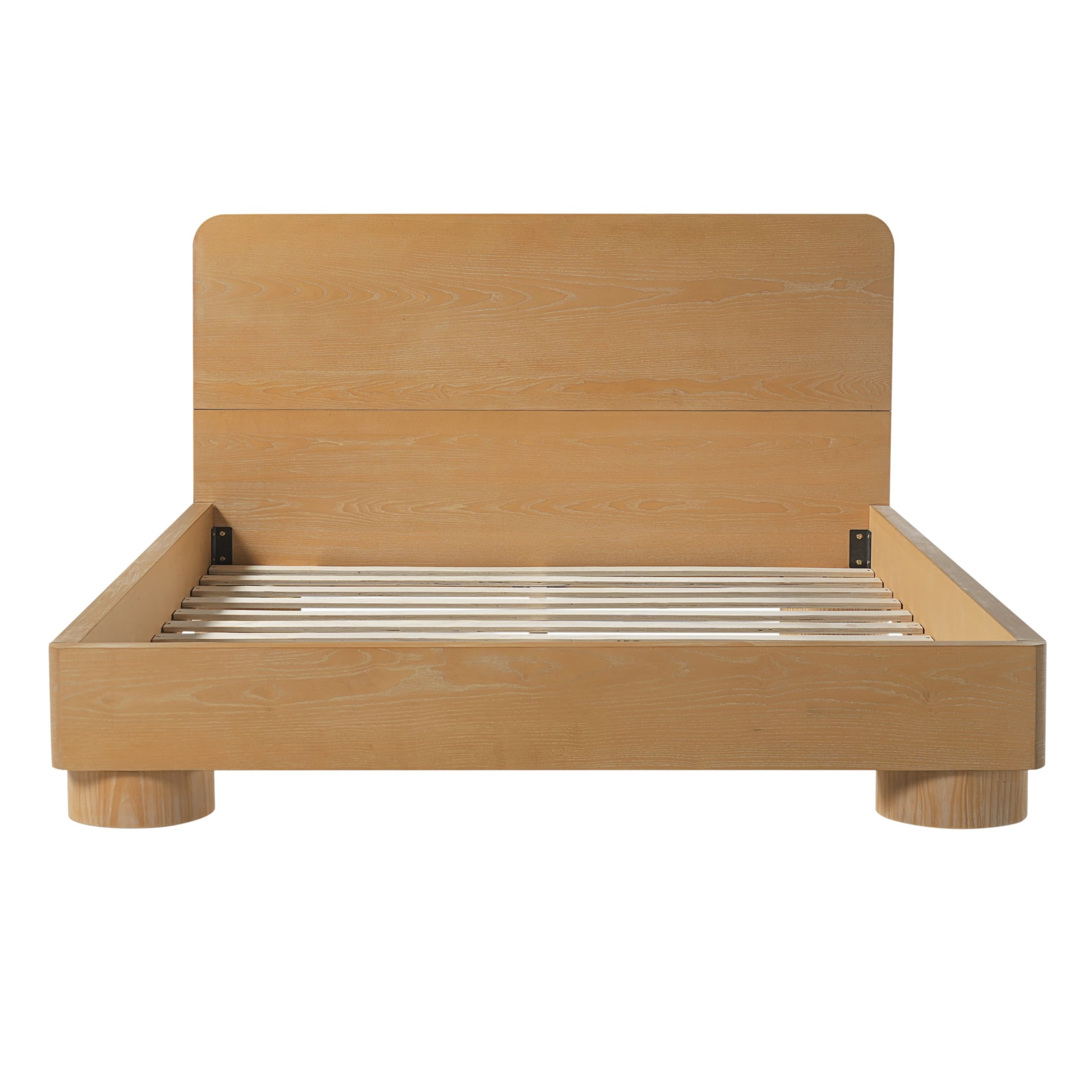 Christopher Knight Home Queen Modern Platform Bed with Rounded Headboard, Wood Frame, Natural Finish