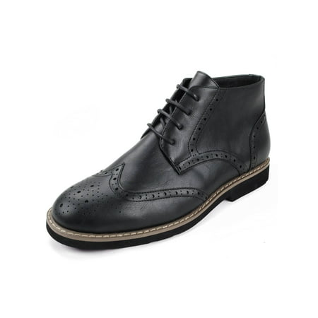 Alpine Swiss Geneva Mens Boots Dress Brogue Medallion Wing Tip Lace Up Ankle