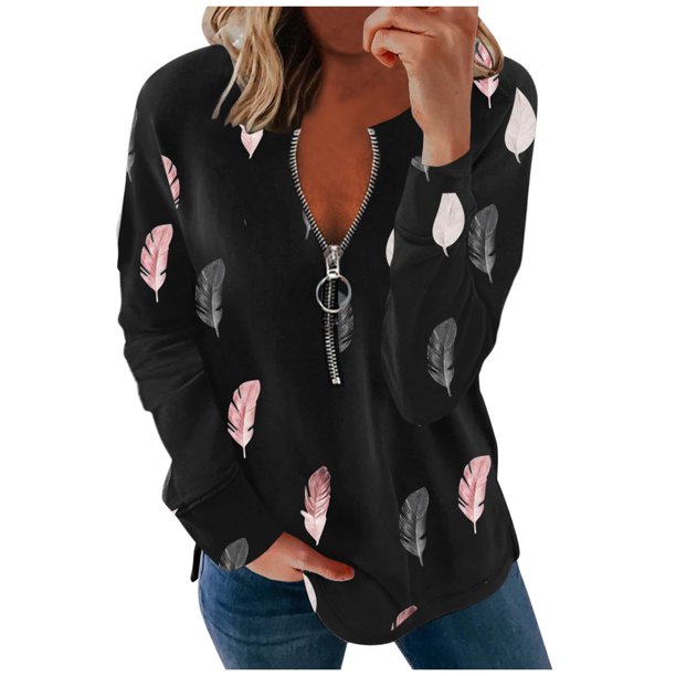 Gibobby Blusa Termica Chaqueta regular de club estampada para mujer(Negro, XXL)