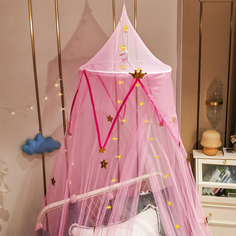 OldPAPA Bed Canopy Mosquito Net,Girls Boys Dome Princess Hanging Bed Canopy  Curtain,Net Use to Cover Baby Crib, Kid Bed or Full Size Bed,Pink
