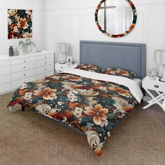 DESIGN ART Designart "Bohemian Paisley Earth Tones I" Paisley; Floral  bedding set with shams Twin