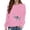 Pink, variant on Flower Graphic Sweatshirt for Women Minimalistic Floral Printed Crewneck Pullovers Color Navy Size XXL