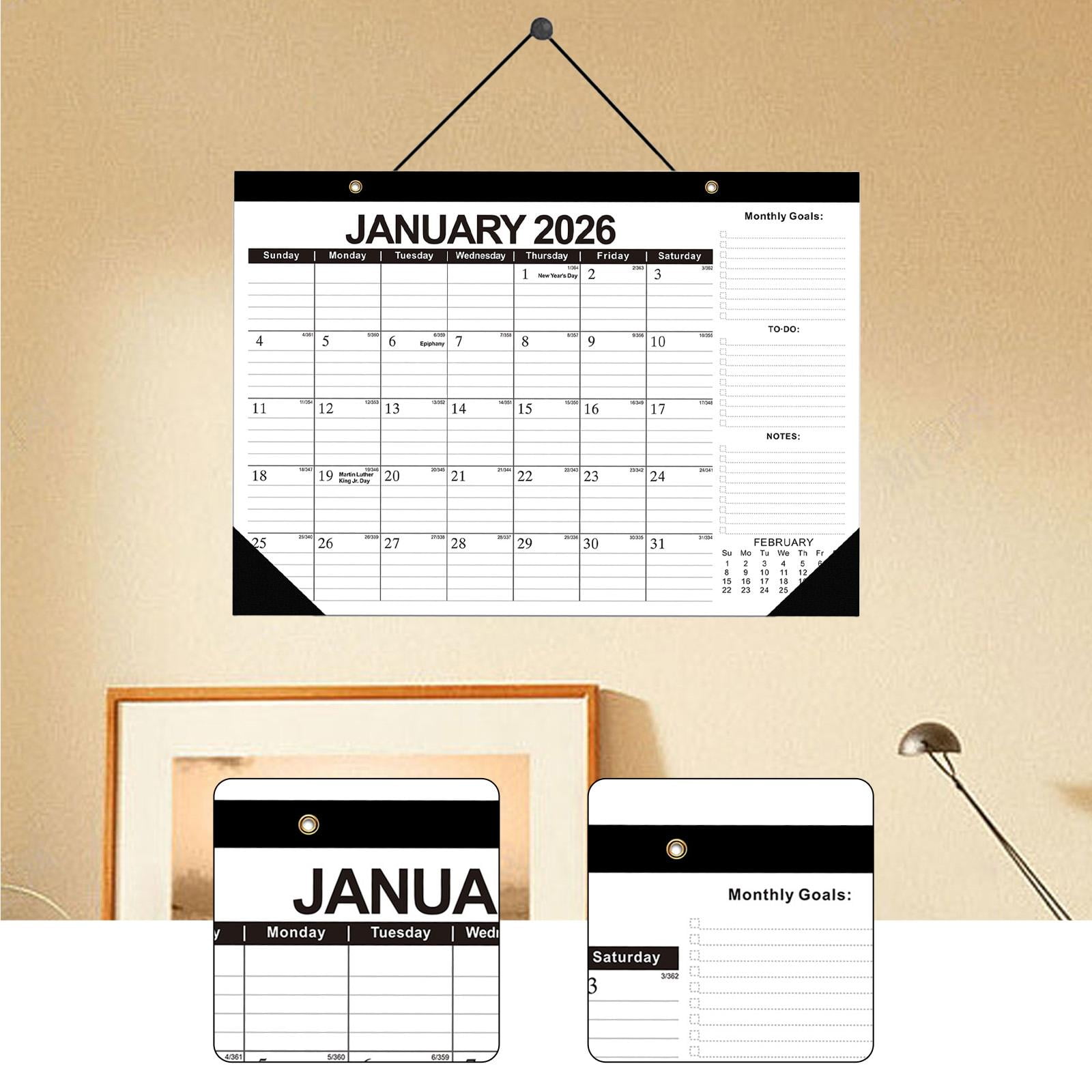 2026-2027 Desk Calendar 18 Months Planner with Notes Section and Goals for Classroom Office Home Tabletop Scheduling
