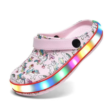 Kids  Clogs LED Garden Shoes Boys Girls Mules Light up Sandals Slip on Lightweight Non-slip