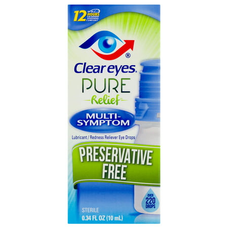 Clear Eyes Pure Relief Preservative Free Eye Drops Multi-Symptom 0.34 FL
