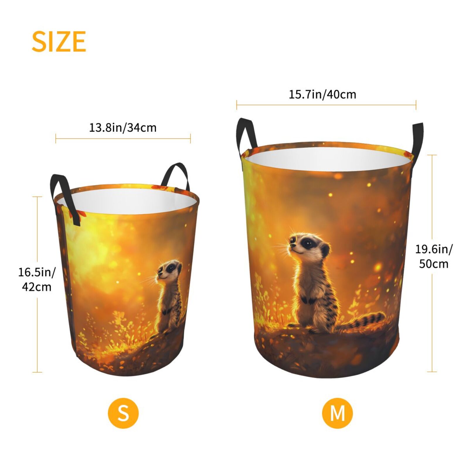 Large Laundry Basket with Handles - Warm Autumn Maple Leaf Meerkat Kids Baby Dirty Clothes Laundry Hamper for Bedroom Aesthetic