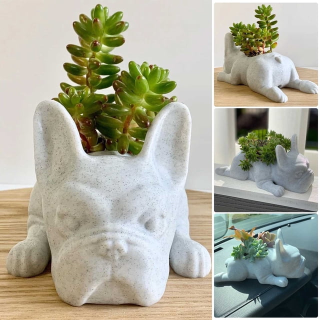 Pot de Succulentes Français Mini Mignon Chiot en Résine Bonsaï pour Maison Jardin Bureau