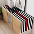 thumbnail image 4 of Red American Flag Table Runner - 120 Inch Long, Kitchen Dining Table Runner Dresser Scarves, Black White Striped US Flag Stars Farmhouse Decor for Coffee Tables Wedding Party Banquet, 4 of 8