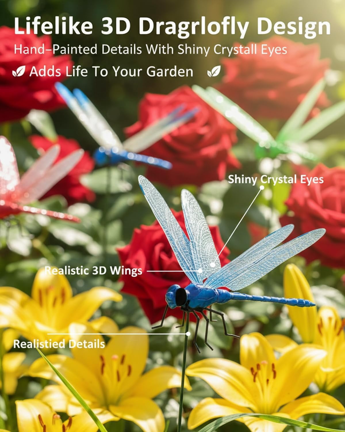 20 PCS Dragonfly Clips to Keep Bugs Away,Fake Dragon Flies,Clip on Dragonflies for Bug Repellent,Realistic Fly Decoy Wasp Deterrent,3D Outdoor Garden Artificial Hat Rod Stakes Gardening Decor