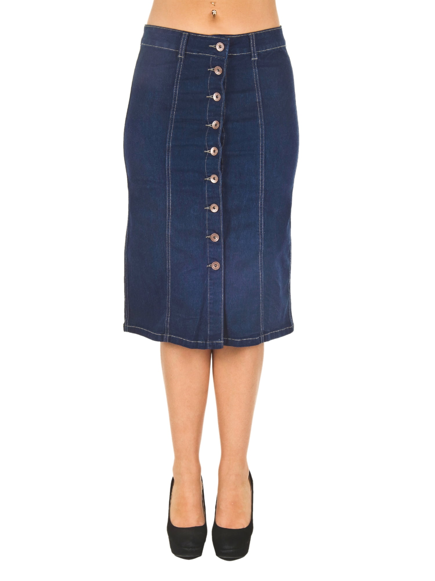button down skirt knee length