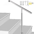 thumbnail image 2 of 3 PCS Outdoor Stair Railing Step Handrail Stainless Steel Rail One Step Well-polished, 2 of 2