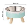 thumbnail image 3 of Elevated Pet Feeding Bowl, Cat Dog Food Water Dish With Wooden Leg Base, Cute Ice‑Cream Sprinkles Pattern Raised Food Dish For Neck Comfort Cats And Small Dogs, 3 of 8