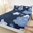 thumbnail image 3 of Manfei Retro Flowers Queen Sheet Sets,Vintage Floral Flat Sheet,Modern Aesthetic Artwork Queen Fitted Sheet For Men Women,Super Cozy Room Decor,4pcs, 3 of 7