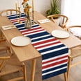thumbnail image 3 of Navy Blue Red Striped Table Runner - 60 Inch Long, Kitchen Dining Table Runner Dresser Scarves, Modern Minimalist Ombre Lines Farmhouse Decor for Coffee Tables Wedding Party Banquet, 3 of 8