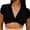 Black, variant on Women Sexy Deep V Neck Short Sleeve Button Cropped Top Summer Trendy Solid Y2K Slim Fit Super Crop T-Shirt Mini Shirt
