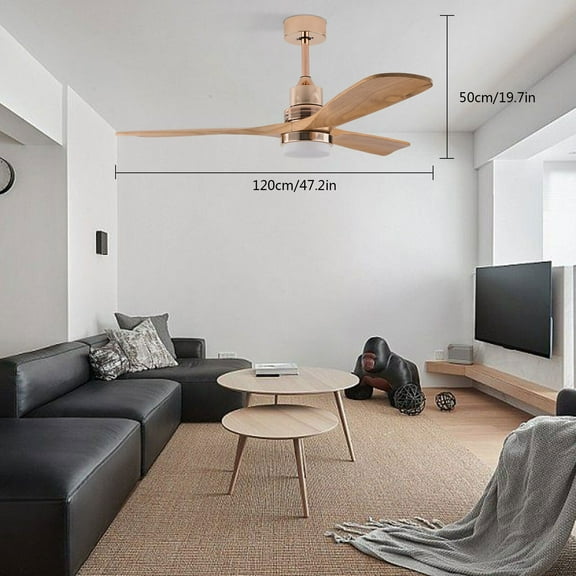 48" Fan Pendant Light Farmhouse Fan Light with Remote Control Wood Walnut Blades