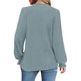 thumbnail image 3 of Womens Shirts Womens Tops 2026 Womens Long Sleeve Eyelet Tops Dressy Casual Blouse Lace Trimmed V Neck Shirt 2024 Fall Outfit Clothes, 3 of 6
