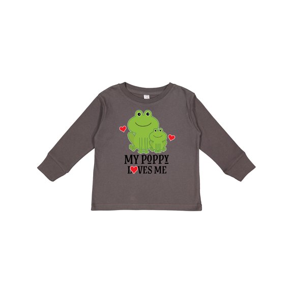 Inktastic My Poppy Loves Me Grandson Frog Gift Boys Long Sleeve Toddler T-Shirt