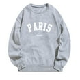 thumbnail image 3 of Wancir Women Long Sleeve PARIS Sweatshirts Round Neck Pullover Loose Lightweight Blouse Tops, 3 of 4