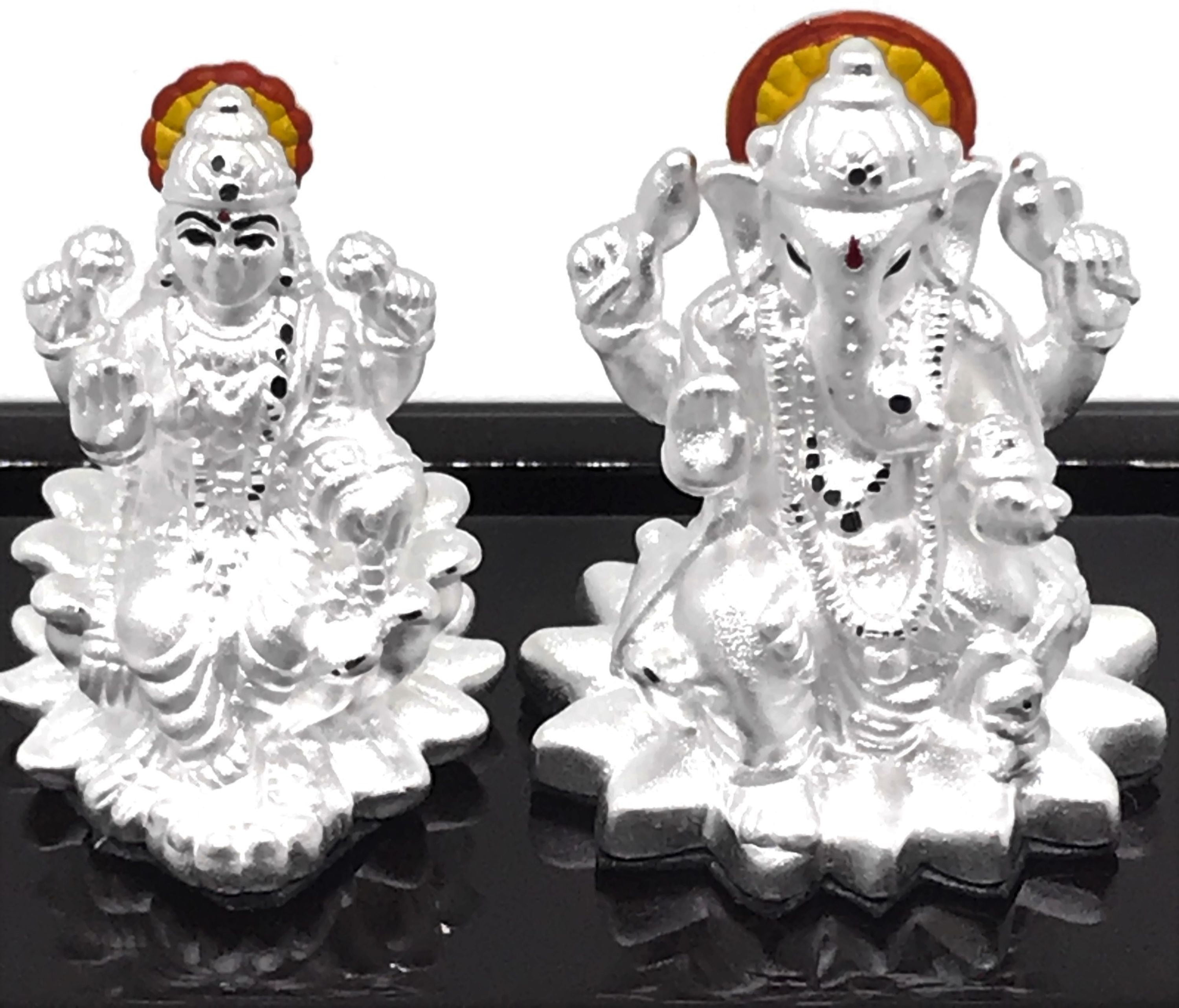 Laxmi Ganesh Idol Lakshmi Ganesh Statue 11 cm Height Mixed Metal Energized 