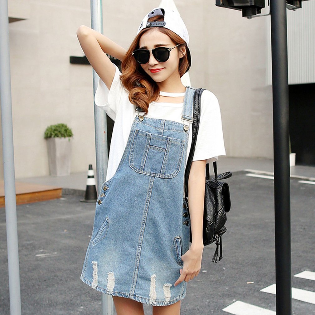 Loose Denim Dress Preppy Style 
