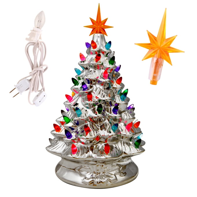 Inolait 15 inch Large Ceramic Christmas Tree Plug in Tabletop