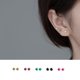 thumbnail image 2 of Pendientes pequeños de plata de ley S925 con forma de garra y diamante de colores, con un solo diamante, con agujeros para las orejas, sencillos y combinables para mujer G6535, 2 of 5
