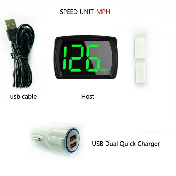 Car HUD Headup Display KMH MPH Digital Speedometer with Large Font Display Car Adapter for Car Truck SUV Motorcycle